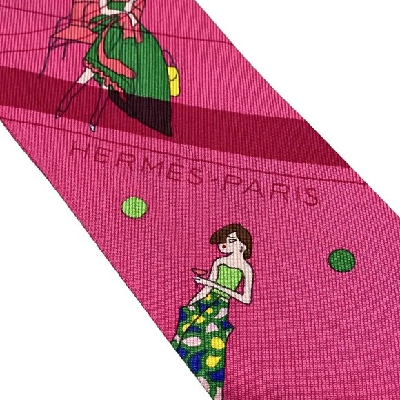 Auth HERMES Twilly - Pink Yellow Multi Scarf - Picture 6 of 6